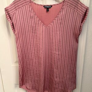 Express Pink Cap Sleeve Ribbed Blouse